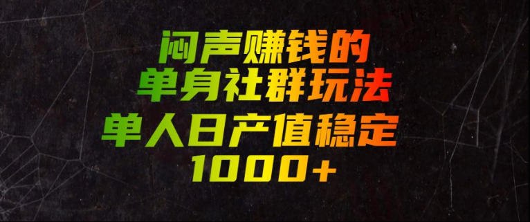 闷声賺钱的单身社群玩法，单人日产值稳定1000+【揭秘】-鑫梵淘
