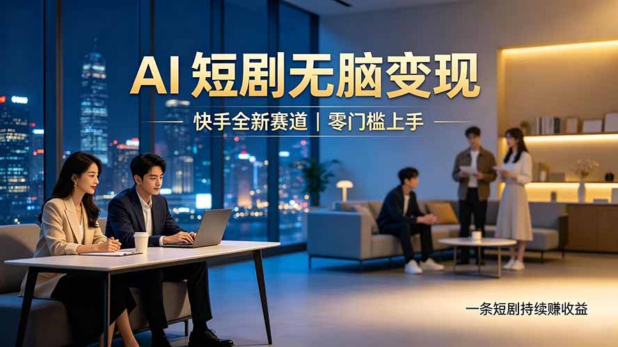 别乱找副业了，快手 AI 短剧零门槛长久被动增收-鑫梵淘