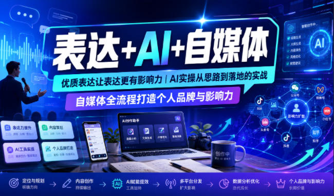 表达+AI+自媒体，优质表达让表达更有影响力|AI实操从思路到落地的实战|自媒体全流程打造个人品牌与影响力-鑫梵淘