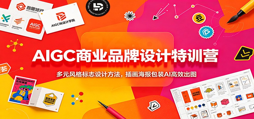 AIGC商业品牌设计特训营：多元风格标志设计方法，插画海报包装AI高效出图-鑫梵淘