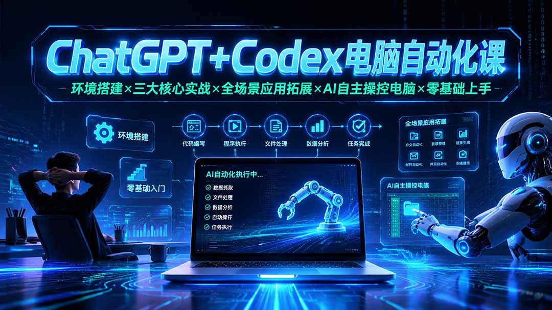 ChatGPT+Codex电脑自动化课：环境搭建×三大核心实战×全场景应用拓展×AI自主操控电脑×零基础上手-鑫梵淘