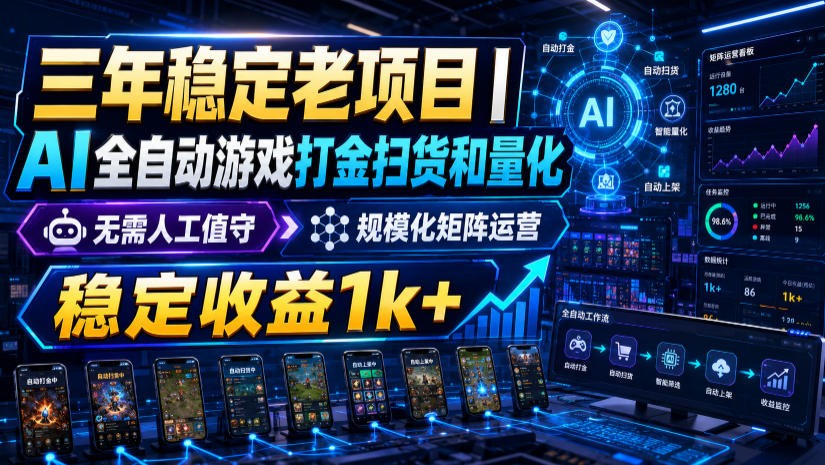 稳定三年的海外游戏全自动搬砖玩法，日入千元，无脑操作！-鑫梵淘