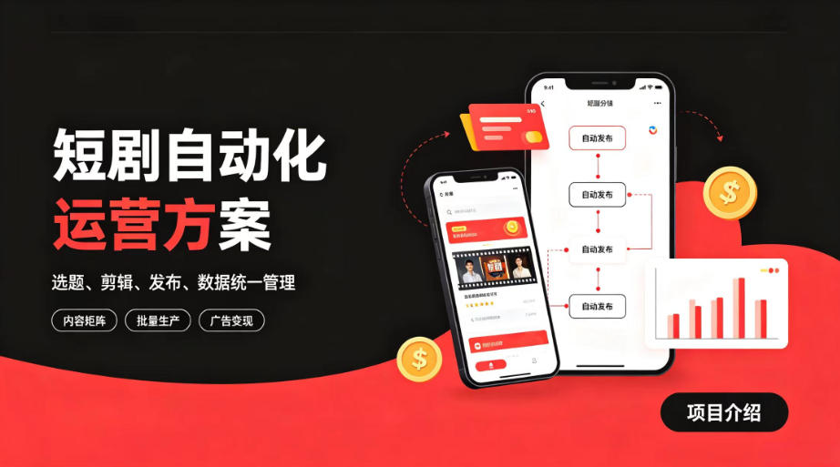 快手全自动短剧矩阵项目｜自动化分发，流量持续变现【揭秘】-鑫梵淘