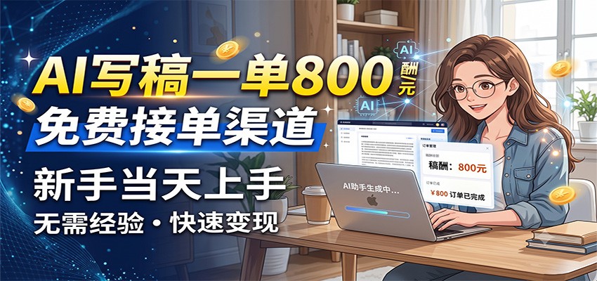AI写稿一单800，免费接单渠道，一单一结几十到上千，新手当天上手-鑫梵淘