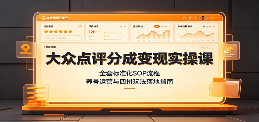 大众点评分成变现实操课：全套标准化SOP流程，养号运营与四拼玩法落地指南-鑫梵淘