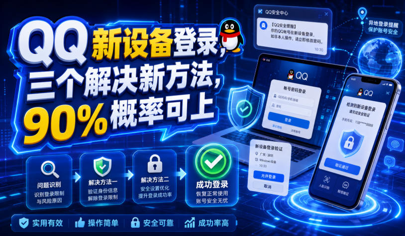 QQ新设备登录，三个解决新方法，90%概率可上-鑫梵淘