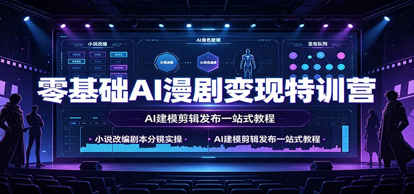 零基础AI漫剧变现特训营：小说改编剧本分镜实操，AI建模剪辑发布一站式教程-鑫梵淘