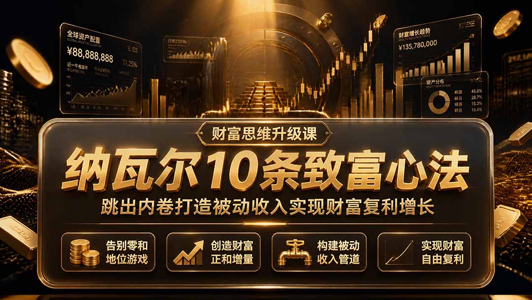 付费文章：纳瓦尔10条致富心法，跳出内卷打造被动收入实现财富复利增长-鑫梵淘