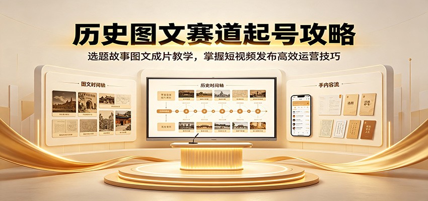 历史图文赛道起号攻略：选题故事图文成片教学，掌握短视频发布高效运营技巧-鑫梵淘