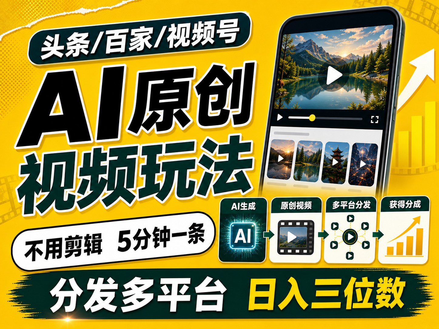 2026头条百家号升级玩法 5分钟一条原创视频 发多平台赚收-鑫梵淘