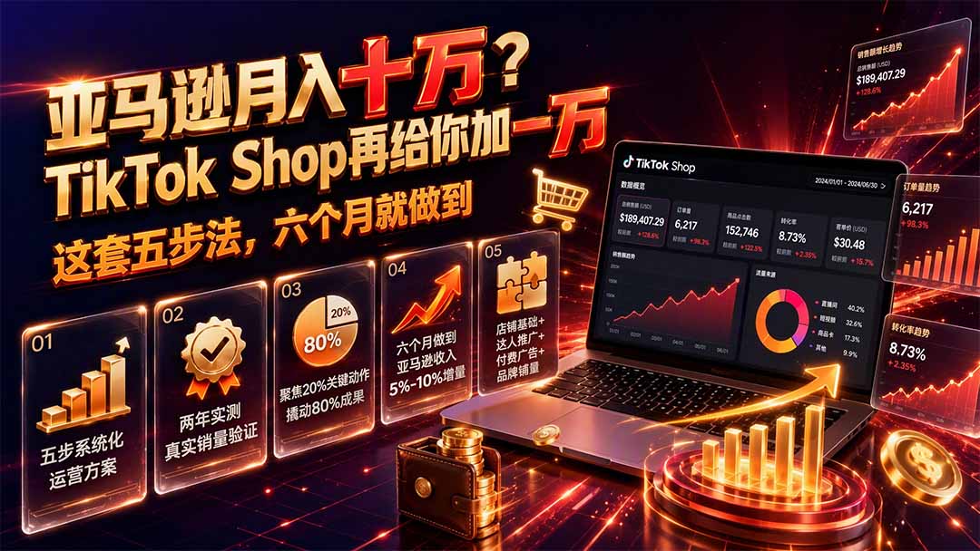 亚马逊月入十万？TikTok Shop再给你加一万——这套五步法，六个月就做到【原创双语字幕】-鑫梵淘