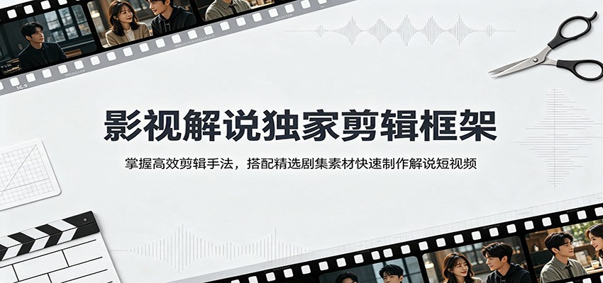 影视解说独家剪辑框架：掌握高效剪辑手法，搭配精选剧集素材快速制作解说短视频-鑫梵淘