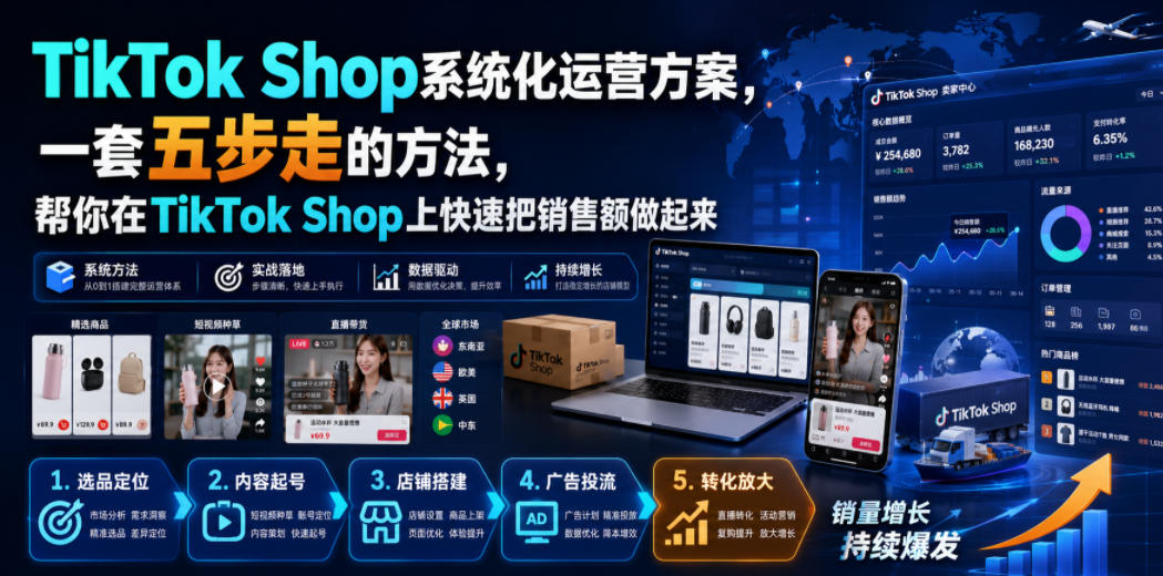 TikTok Shop系统化运营方案，一套五步走的方法，帮你在TikTok Shop上快速把销售额做起来【原创双语字幕】-鑫梵淘