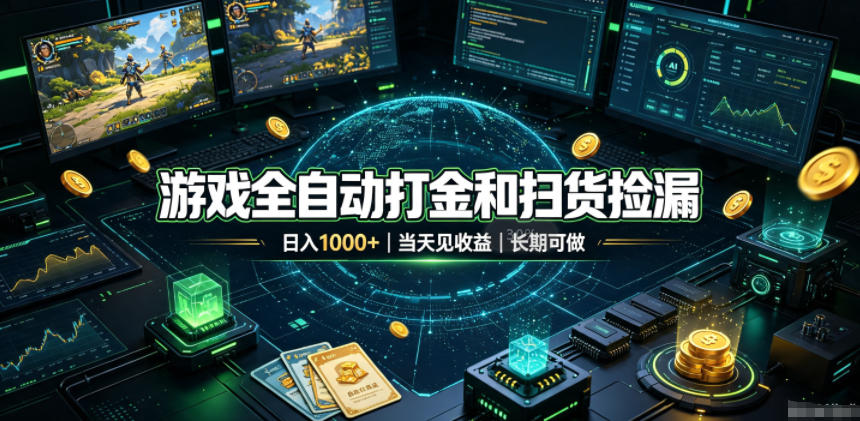 游戏全自动打金和扫货捡漏，日入1k+，当天见收益，长期可做！【揭秘】-鑫梵淘