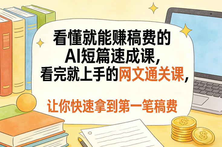 看懂就能賺稿费的AI短篇速成课，看完就上手的网文通关课，让你快速拿到第一笔稿费(更新8月)-鑫梵淘