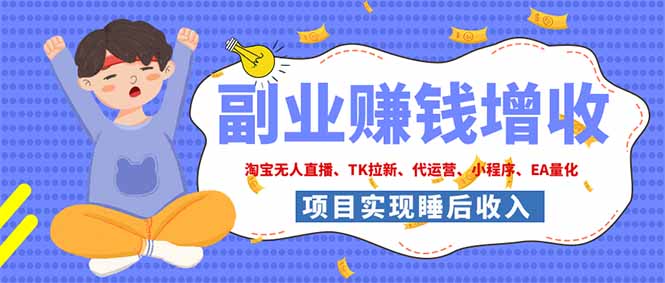 2026年多个真实落地副业项目，手把手带你搭建被动收入管道(淘宝无人直播、海外TK拉新...-鑫梵淘