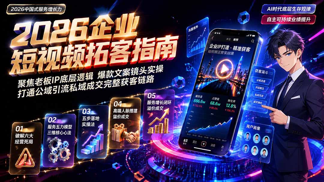 2026AI时代服务增长力实战课-无水印｜五力模型三维心法教学，破解门店客源流失低价内卷实现长效业绩增长-鑫梵淘