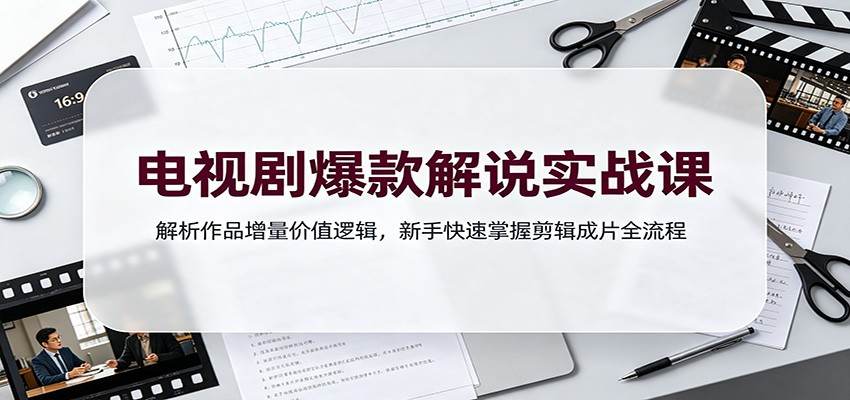 电视剧爆款解说实战课：解析作品增量价值逻辑，新手快速掌握剪辑成片全流程-鑫梵淘