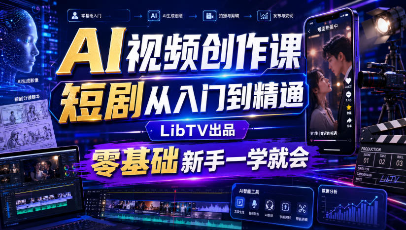AI视频创作课，短剧从入门到精通，LibTV出品，零基础新手一学就会-鑫梵淘