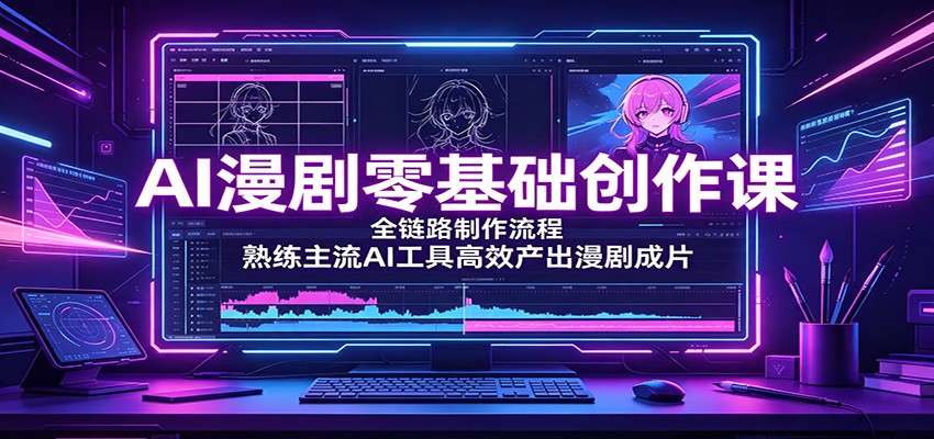AI漫剧零基础创作课：全链路制作流程，熟练主流AI工具高效产出漫剧成片-鑫梵淘