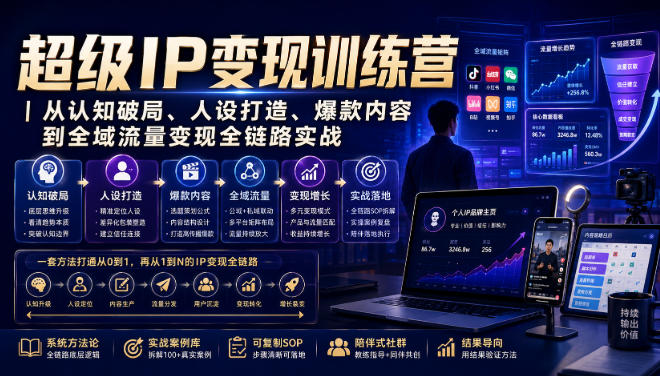 超级IP变现训练营｜从认知破局、人设打造、爆款内容到全域流量变现全链路实战-鑫梵淘
