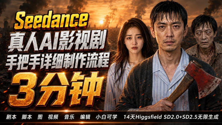3分钟真人AI影视剧怎么做？SD 2.0手把手完整制作流程｜Higgsfield 14天SD 2.0/2.5无限生成-鑫梵淘