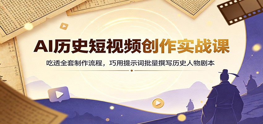 AI历史短视频创作实战课：吃透全套制作流程，巧用提示词批量撰写历史人物剧本-鑫梵淘