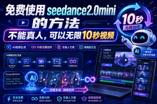免费使用seedance2.0mini的方法，不能真人，可以无限10秒视频，9图+3音频参考-鑫梵淘