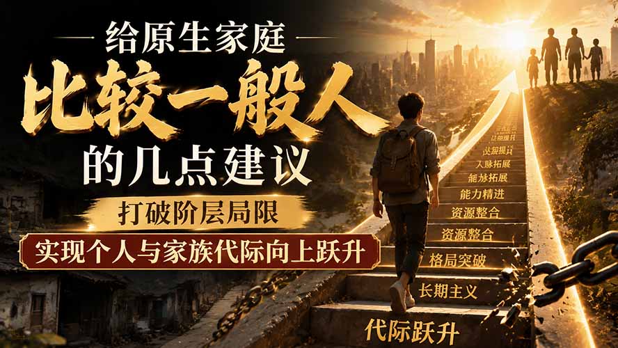 付费文章：给原生家庭比较一般人的几点建议，打破阶层局限，实现个人与家族代际向上跃升-鑫梵淘
