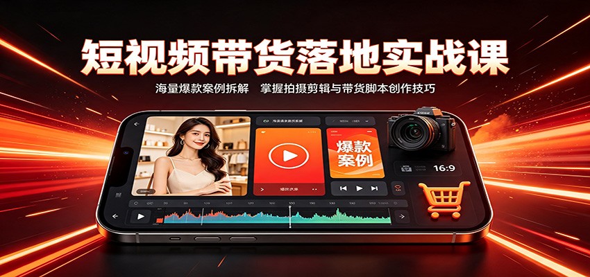短视频带货落地实战课：海量爆款案例拆解，掌握拍摄剪辑与带货脚本创作技巧-鑫梵淘