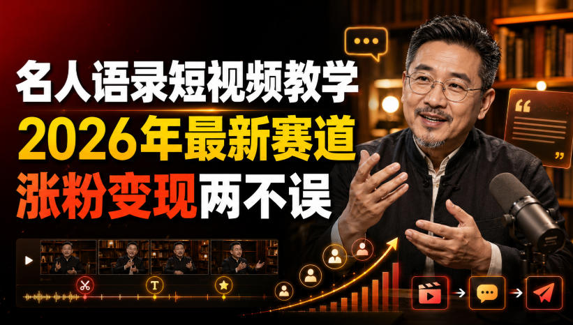 名人语录短视频教学，2026年最新赛道，涨粉变现两不误-鑫梵淘