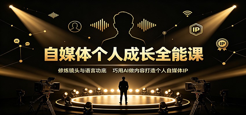 自媒体个人成长全能课：修炼镜头与语言功底，巧用AI做内容打造个人自媒体IP-鑫梵淘