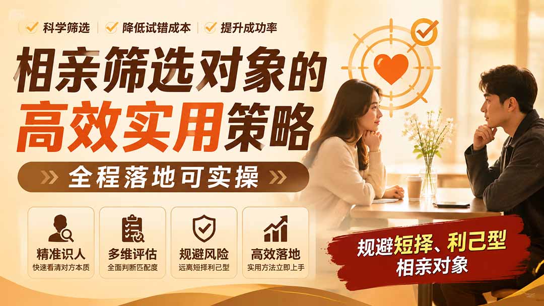 付费文章：相亲筛选对象的高效实用策略，全程落地可实操，规避短择、利己型相亲对象-鑫梵淘