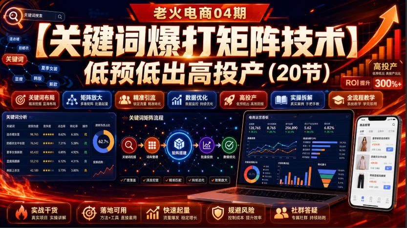 老火电商04期：【关键词爆打矩阵技术】低预低出高投产(20节)-鑫梵淘