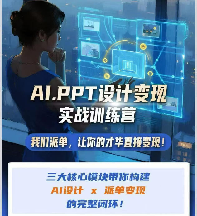 AI+PPT设计变现实战训练营，我们派单，让你的才华直接变现，三大核心模块带你构建Al设计x派单变现的完整闭环-鑫梵淘