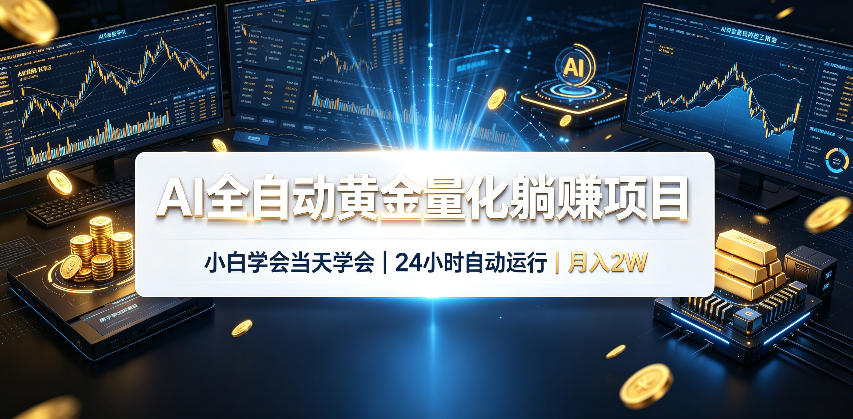 AI全自动黄金量化躺賺项目，24小时自动运行，月入2W！-鑫梵淘