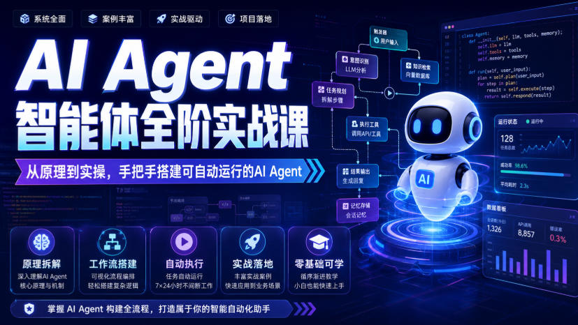 AI Agent智能体全阶实战课，从原理到实操，手把手搭建可自动运行的AI Agent-鑫梵淘