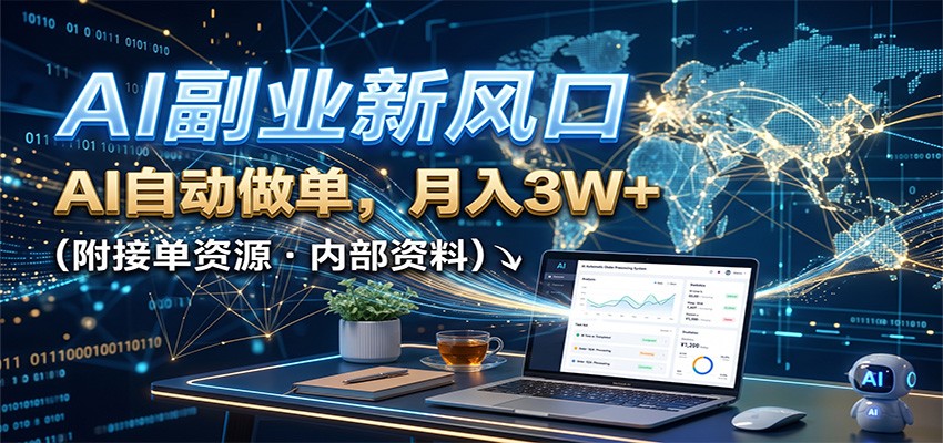 AI副业新风口，AI自动做单，月入3W+，附接单资源-鑫梵淘