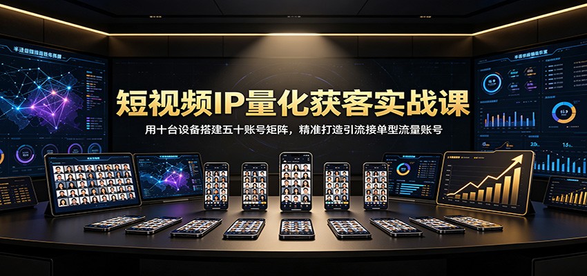 短视频IP量化获客实战课：用十台设备搭建五十账号矩阵，精准打造引流接单型流量账号-鑫梵淘
