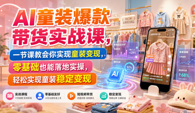 AI童装爆款带货实战课，一节课教会你实现童装变现，零基础也能落地实操-鑫梵淘