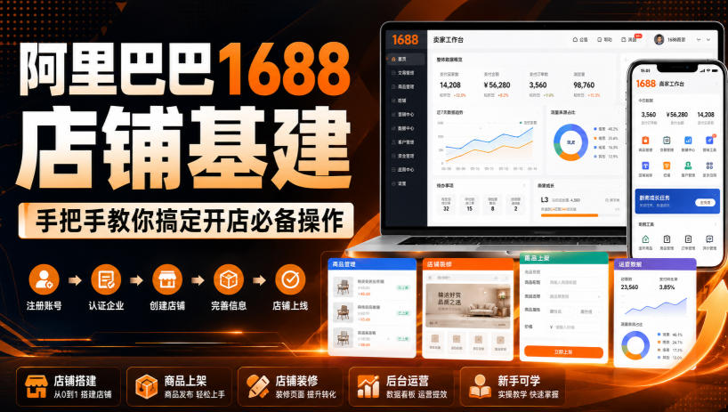 阿里巴巴1688店铺基建，手把手教你搞定开店必备操作(更新8月)-鑫梵淘