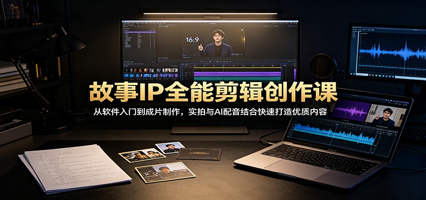 故事IP全能剪辑创作课：从软件入门到成片制作，实拍与AI配音结合快速打造优质内容-鑫梵淘