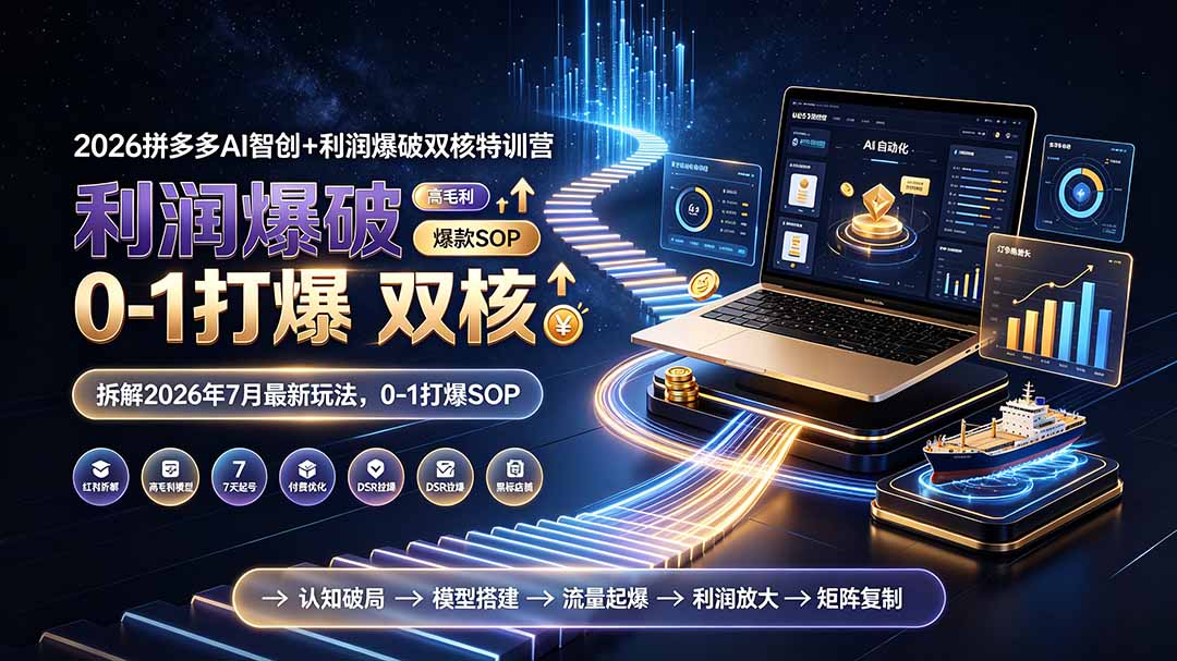 2026拼多多AI智创+利润爆破双核特训营-更新：拆解2026年7月最新玩法，0-1打爆SOP-鑫梵淘