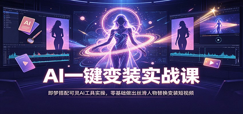 AI一键变装实战课：即梦搭配可灵AI工具实操，零基础做出丝滑人物替换变装短视频-鑫梵淘