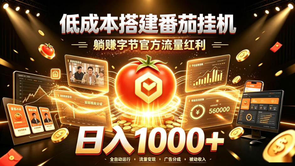 低成本搭建番茄挂G，躺賺字节官方流量红利，日入1k+，全程傻瓜式落地【揭秘】-鑫梵淘