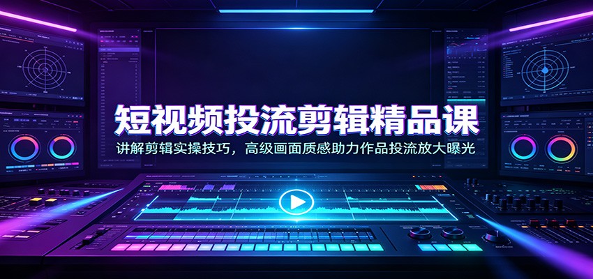 短视频投流剪辑精品课：讲解剪辑实操技巧，高级画面质感助力作品投流放大曝光-鑫梵淘