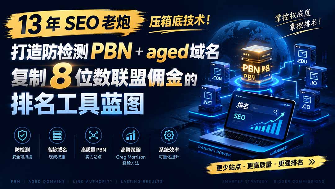 13 年 SEO 老炮压箱底技术！打造防检测 PBN+aged 域名，复制 8 位数联盟佣金的排名工具蓝图【原创双语字幕】-鑫梵淘