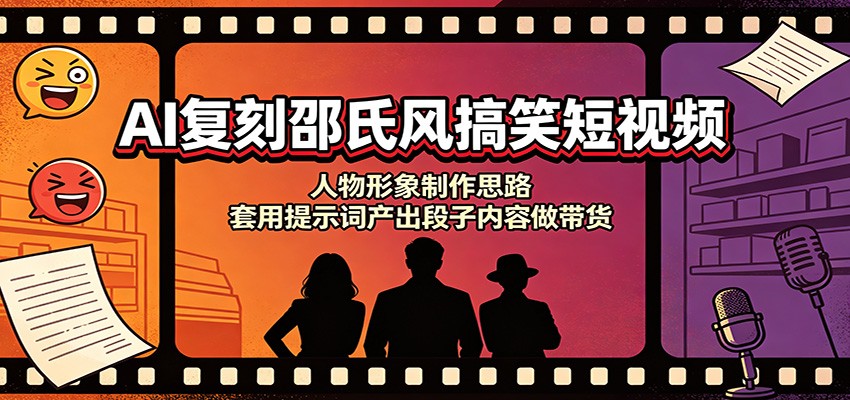 AI复刻邵氏风搞笑短视频：人物形象制作思路，套用提示词产出段子内容做带货-鑫梵淘