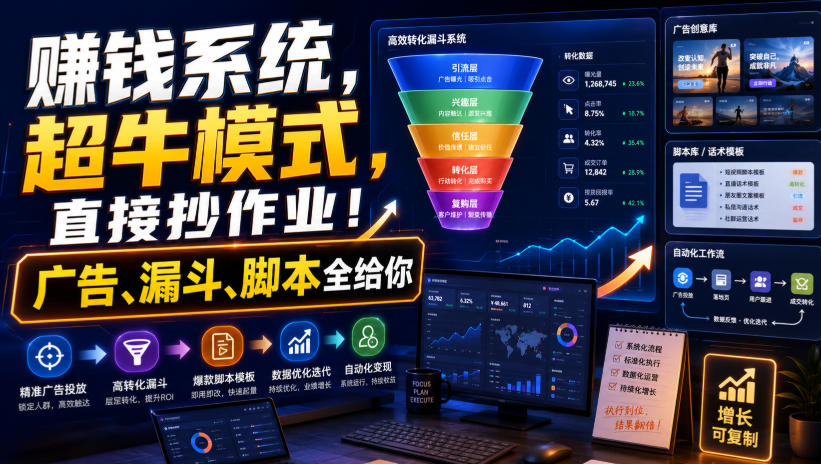 賺钱系统，超牛模式，直接抄作业！广告、漏斗、脚本全给你【原创双语字幕】-鑫梵淘