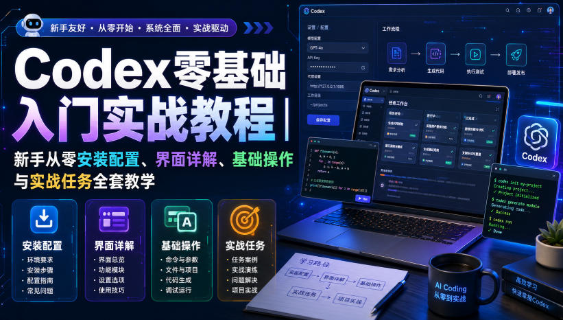 Codex零基础入门实战教程｜新手从零安装配置、界面详解、基础操作与实战任务全套教学-鑫梵淘